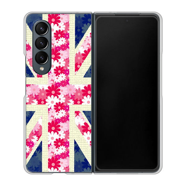 Galaxy Z Fold4 SCG16 au 高画質仕上げ 背面印刷 ハードケース【EK894 ユニオンジャックフラワー】