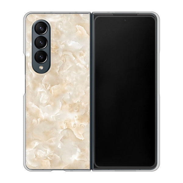 Galaxy Z Fold4 SCG16 au 高画質仕上げ 背面印刷 ハードケース【KM872 大理石パール】