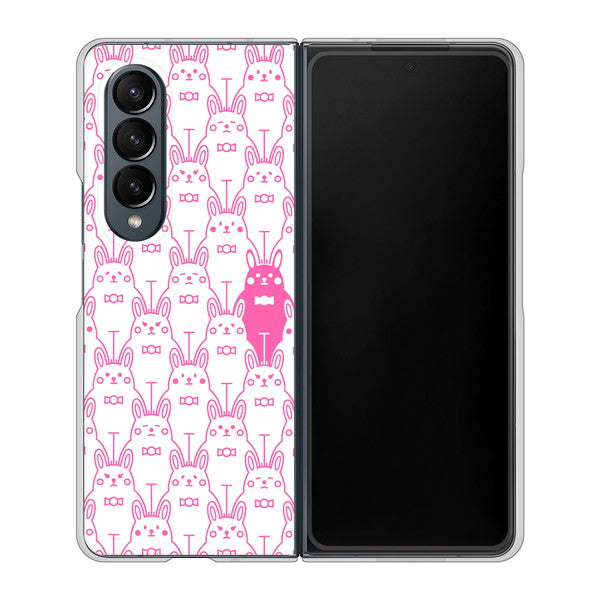 Galaxy Z Fold4 SCG16 au 高画質仕上げ 背面印刷 ハードケース【MA914 パターン ウサギ】