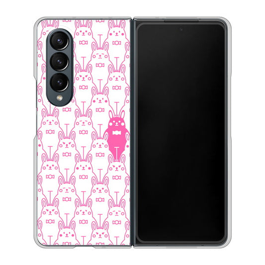 Galaxy Z Fold4 SCG16 au 高画質仕上げ 背面印刷 ハードケース【MA914 パターン ウサギ】