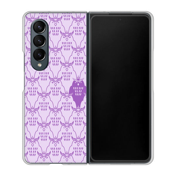 Galaxy Z Fold4 SCG16 au 高画質仕上げ 背面印刷 ハードケース【MA918 パターン ミミズク】