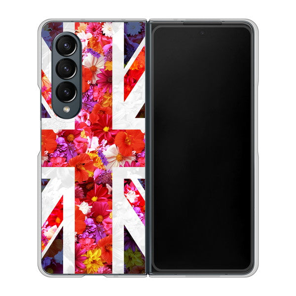 Galaxy Z Fold4 SCG16 au 高画質仕上げ 背面印刷 ハードケース【SC801 ユニオンジャック リアルフラワー】