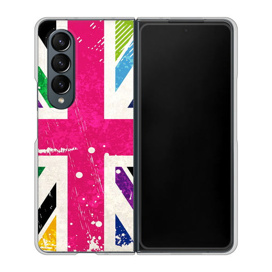 Galaxy Z Fold4 SCG16 au 高画質仕上げ 背面印刷 ハードケース【SC806 ユニオンジャック ピンクビンテージ】