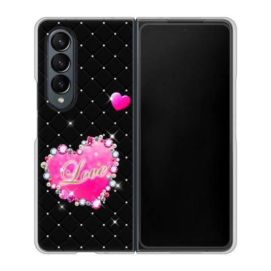 Galaxy Z Fold4 SCG16 au 高画質仕上げ 背面印刷 ハードケース【SC823 スワロデコ風プリント】