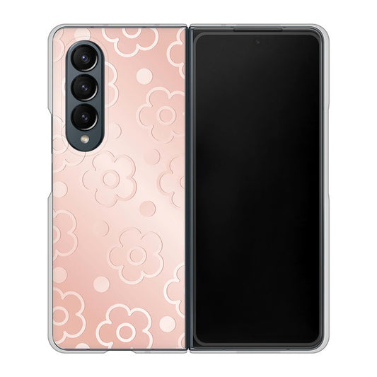 Galaxy Z Fold4 SCG16 au 高画質仕上げ 背面印刷 ハードケース【SC843 エンボス風デイジーシンプル(ローズピンク)】