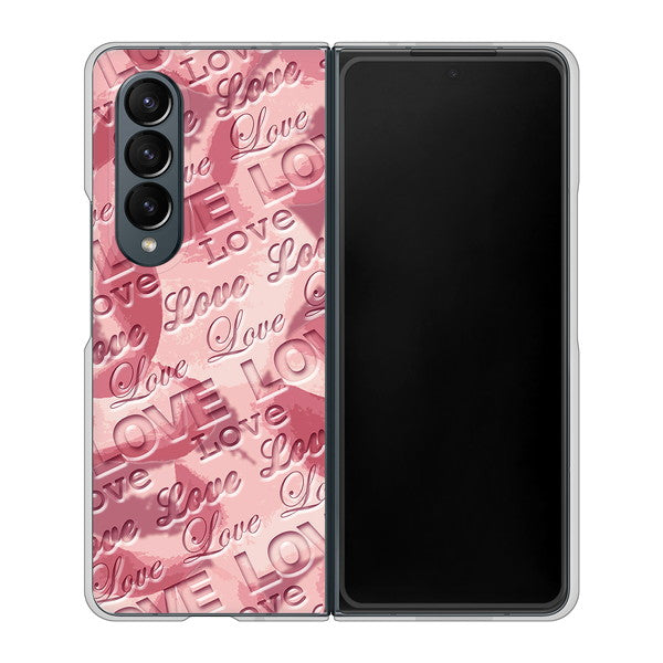 Galaxy Z Fold4 SCG16 au 高画質仕上げ 背面印刷 ハードケース【SC844 フラワーヴェルニLOVE(ローズヴェルール)】