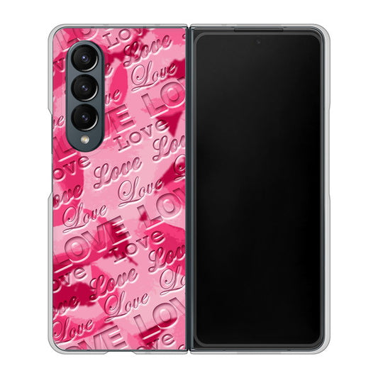 Galaxy Z Fold4 SCG16 au 高画質仕上げ 背面印刷 ハードケース【SC845 フラワーヴェルニLOVE濃いピンク(ローズアンディアン)】