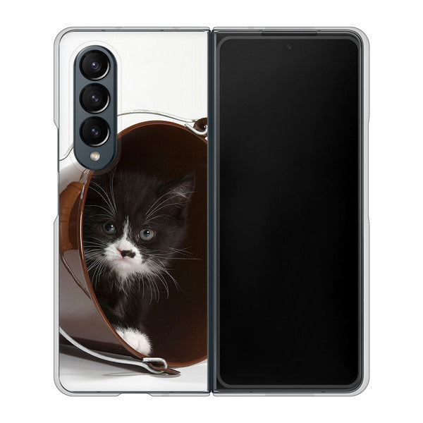 Galaxy Z Fold4 SCG16 au 高画質仕上げ 背面印刷 ハードケース【VA800 ネコとバケツ】