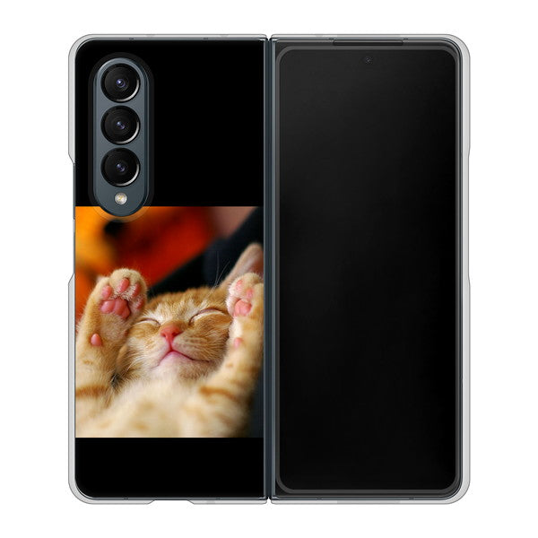 Galaxy Z Fold4 SCG16 au 高画質仕上げ 背面印刷 ハードケース【VA804 爆睡するネコ】