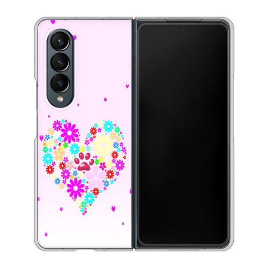 Galaxy Z Fold4 SCG16 au 高画質仕上げ 背面印刷 ハードケース【YA954 ハート01 素材ホワイト】