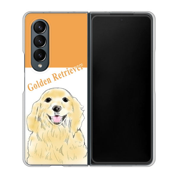 Galaxy Z Fold4 SCG16 au 高画質仕上げ 背面印刷 ハードケース【YD827 ゴールデンレトリバー03】