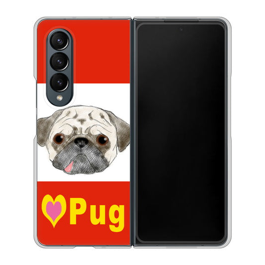 Galaxy Z Fold4 SCG16 au 高画質仕上げ 背面印刷 ハードケース【YD856 パグ02】