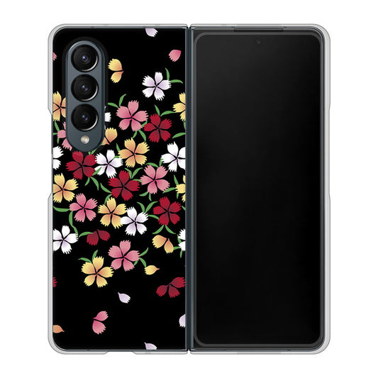 Galaxy Z Fold4 SCG16 au 高画質仕上げ 背面印刷 ハードケース【YJ323 和柄 なでしこ】