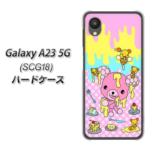 Galaxy A23 5G SCG18 au 高画質仕上げ 背面印刷 ハードケース【AG822 ハニベア(水玉ピンク)】