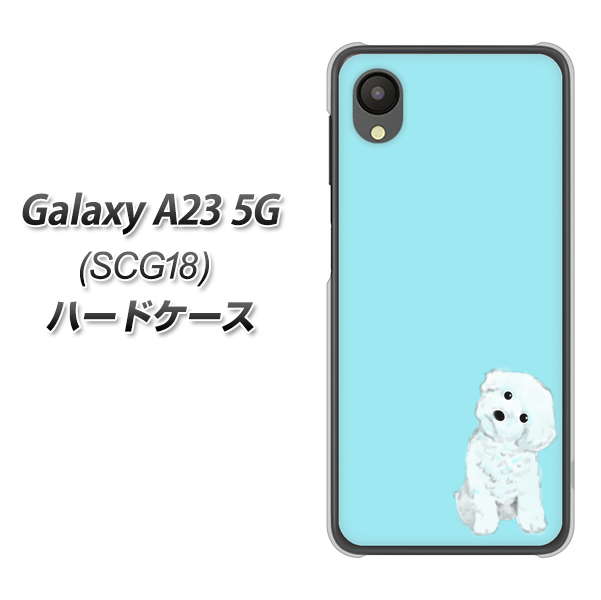 Galaxy A23 5G SCG18 au 高画質仕上げ 背面印刷 ハードケース【YJ070 トイプードルホワイト(ブルー)】