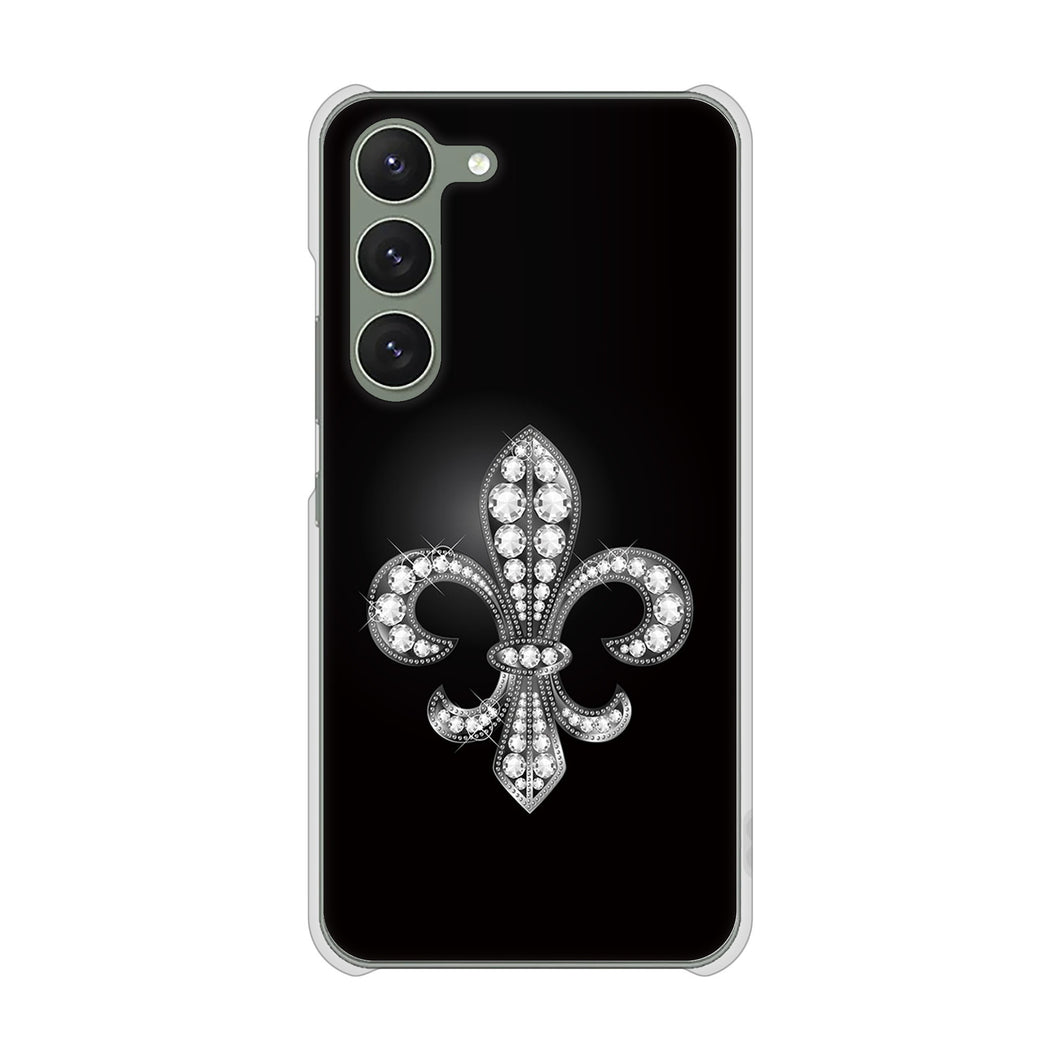 Galaxy S23 SCG19 au 高画質仕上げ 背面印刷 ハードケース 【042 ラインストーン風の印刷ゴージャスユリ】