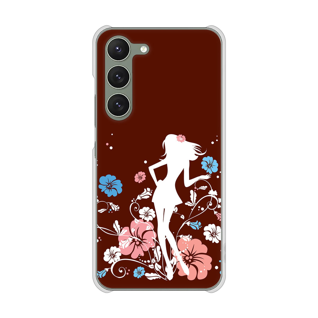 Galaxy S23 SCG19 au 高画質仕上げ 背面印刷 ハードケース 【110 ハイビスカスと少女】