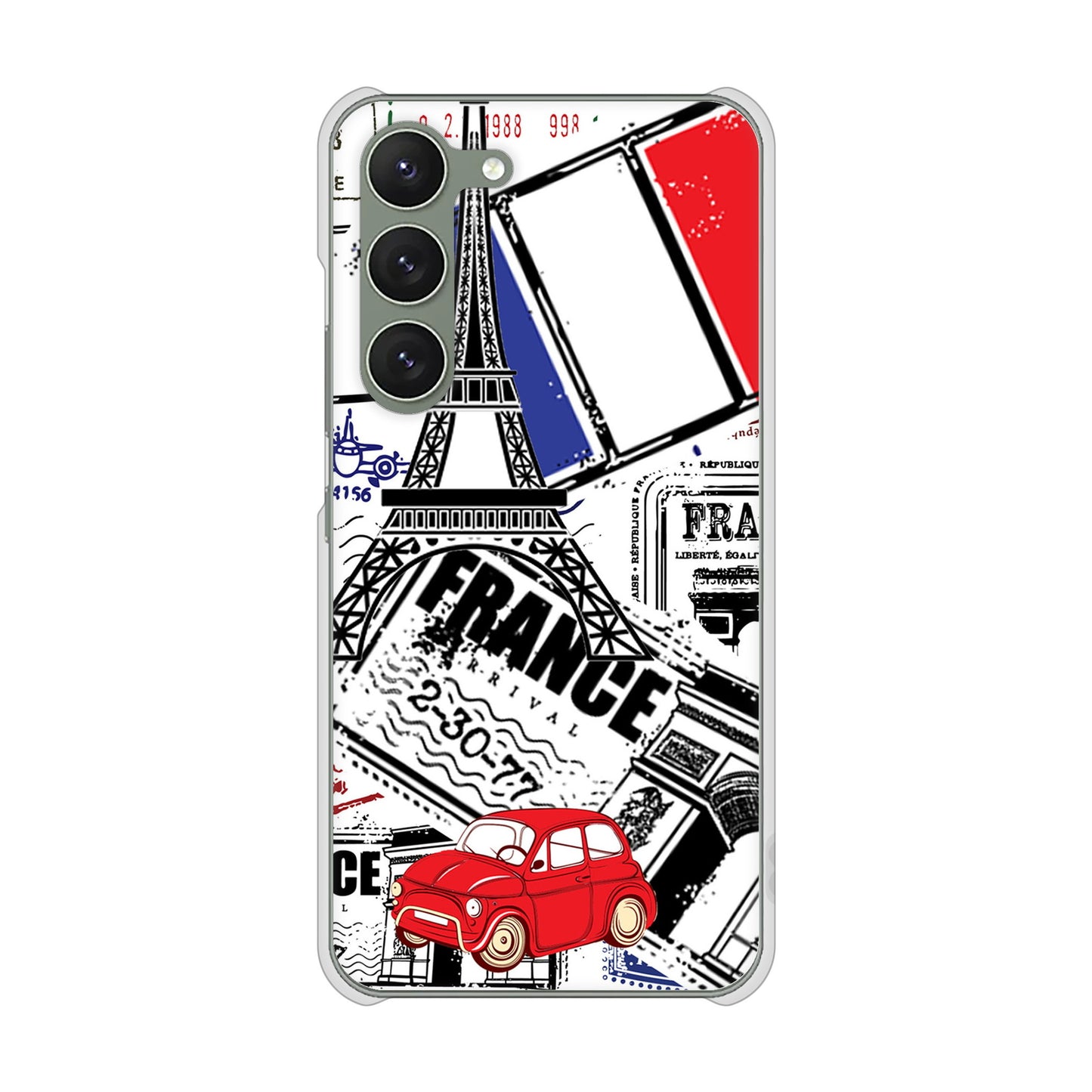 Galaxy S23 SCG19 au 高画質仕上げ 背面印刷 ハードケース LOVE フランス