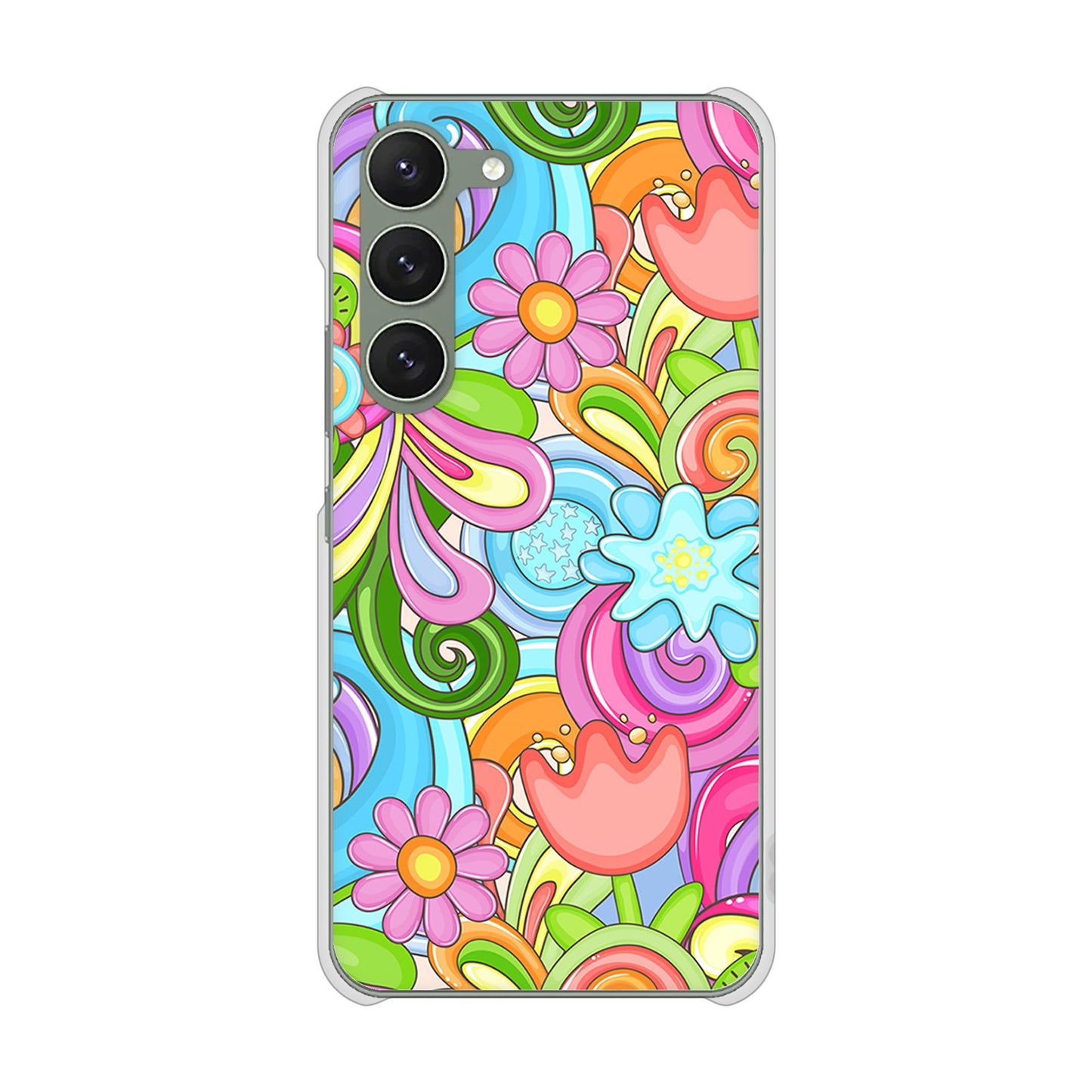 Galaxy S23 SCG19 au 高画質仕上げ 背面印刷 ハードケース 【713 ミラクルフラワー】