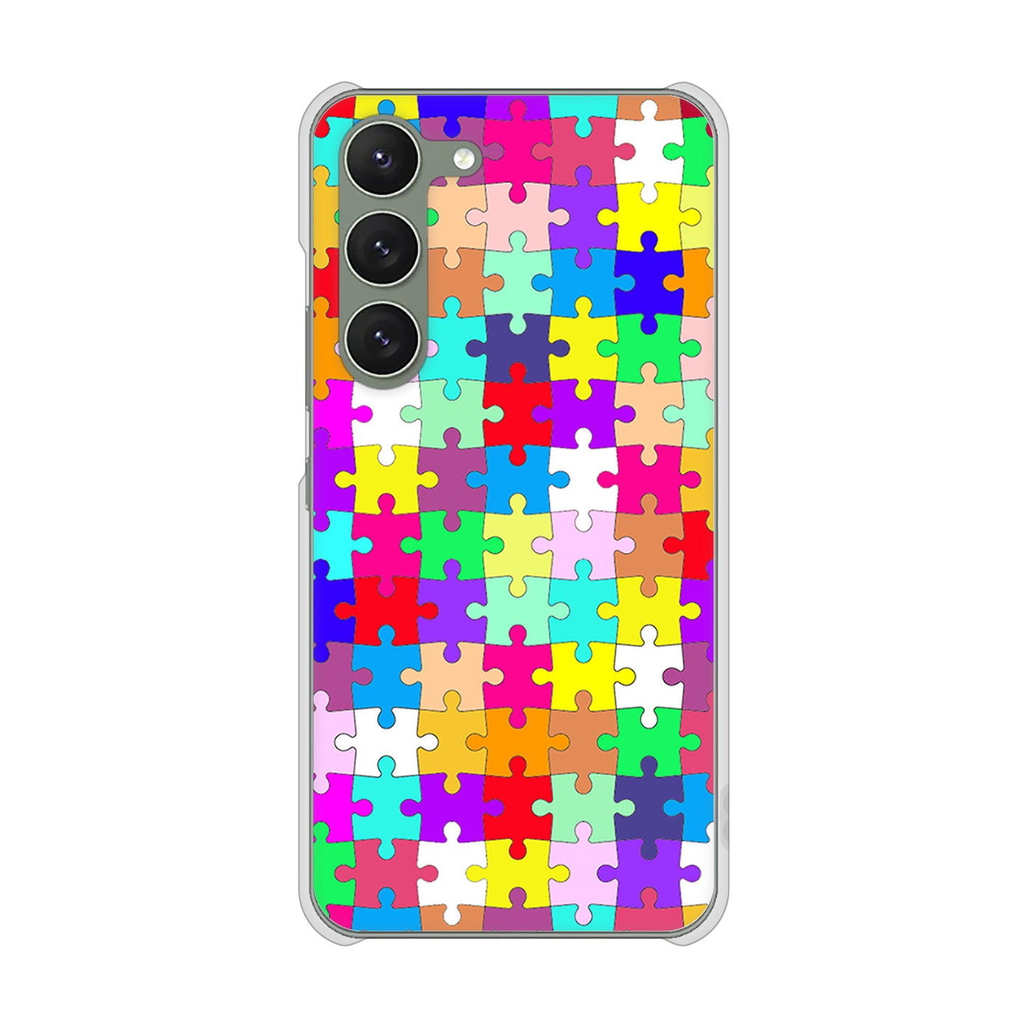 Galaxy S23 SCG19 au 高画質仕上げ 背面印刷 ハードケース 【727 カラフルパズル】
