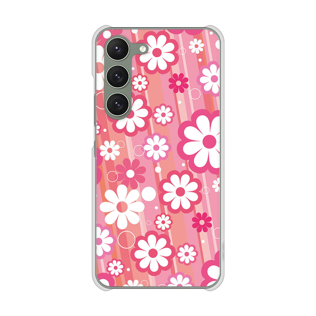 Galaxy S23 SCG19 au 高画質仕上げ 背面印刷 ハードケース 【751 マーガレット(ピンク系)】