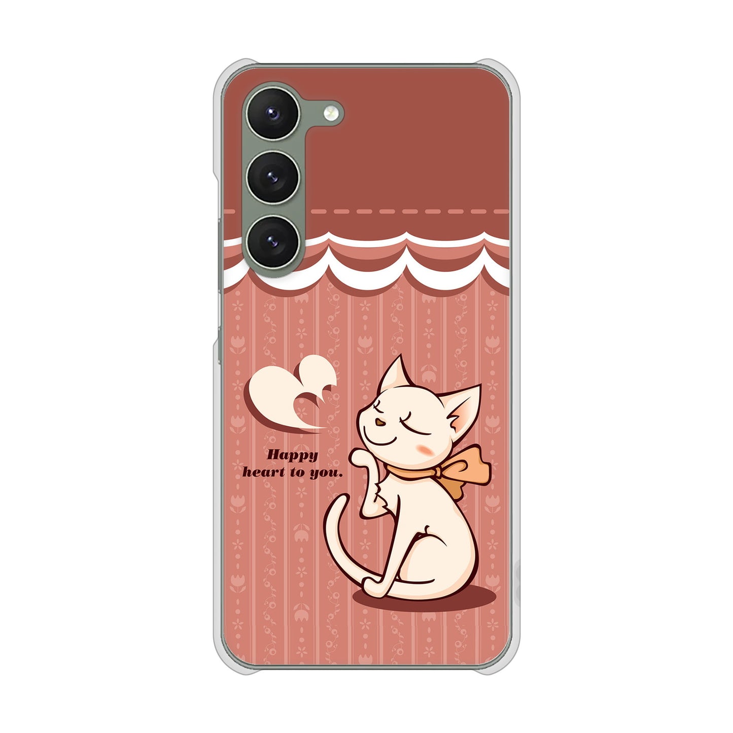 Galaxy S23 SCG19 au 高画質仕上げ 背面印刷 ハードケース 【1102 ネコの投げキッス】