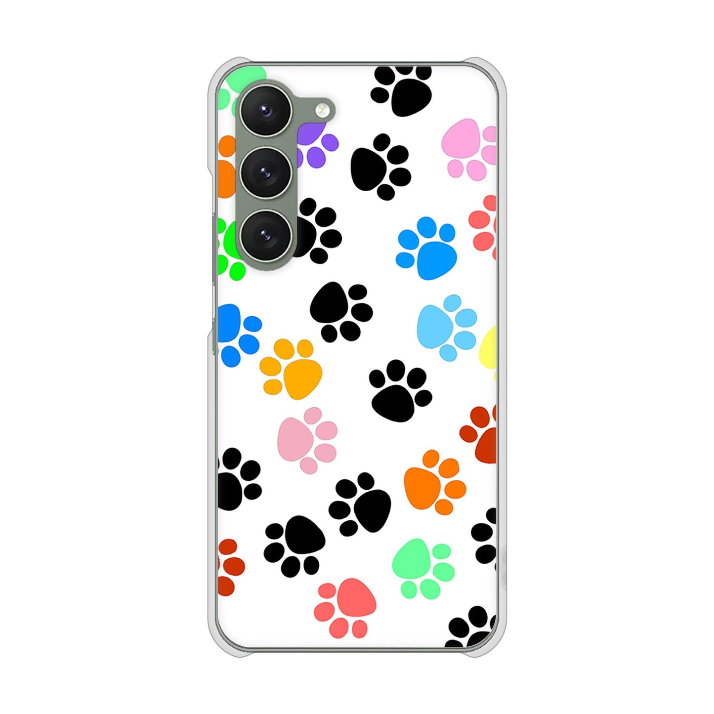 Galaxy S23 SCG19 au 高画質仕上げ 背面印刷 ハードケース 【1108 あしあとカラフル】