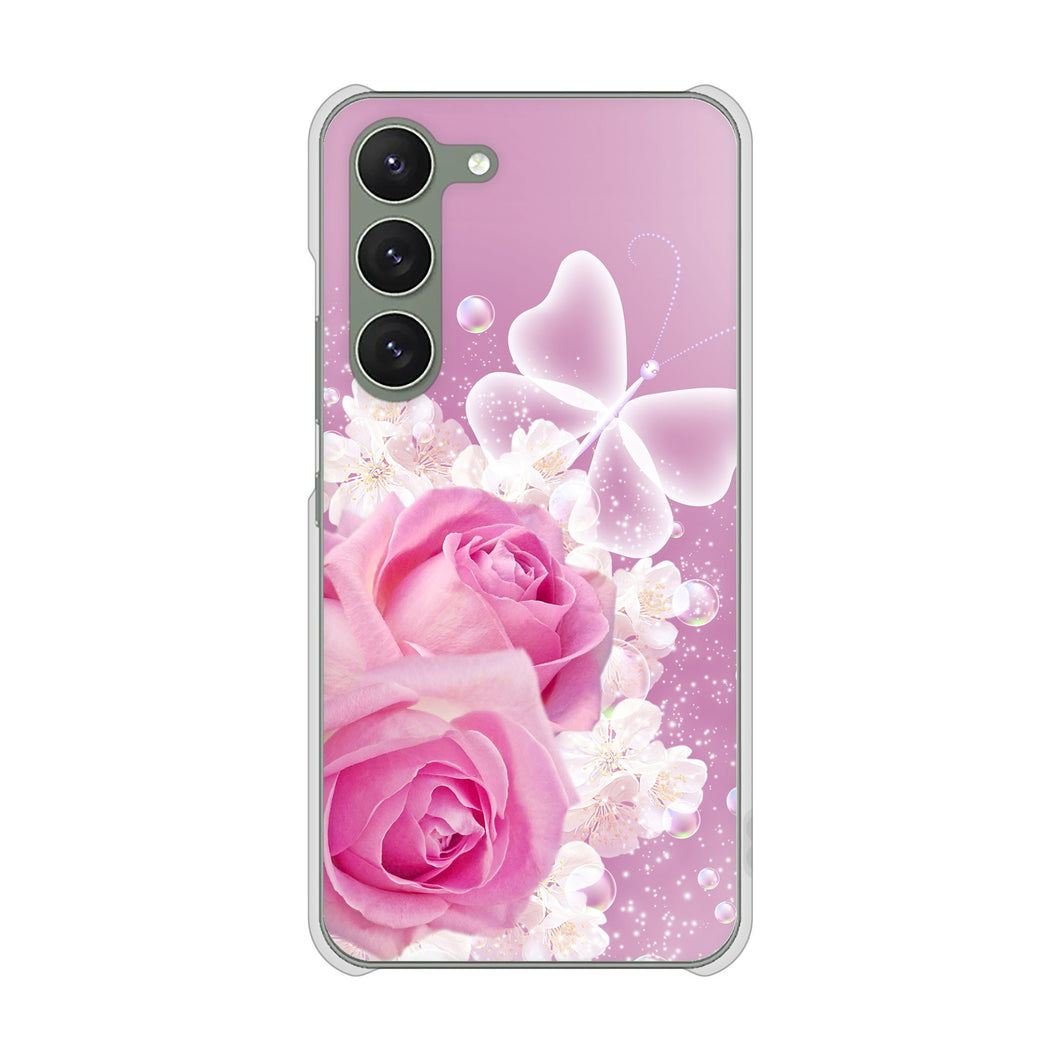 Galaxy S23 SCG19 au 高画質仕上げ 背面印刷 ハードケース ロマンチックなバラ