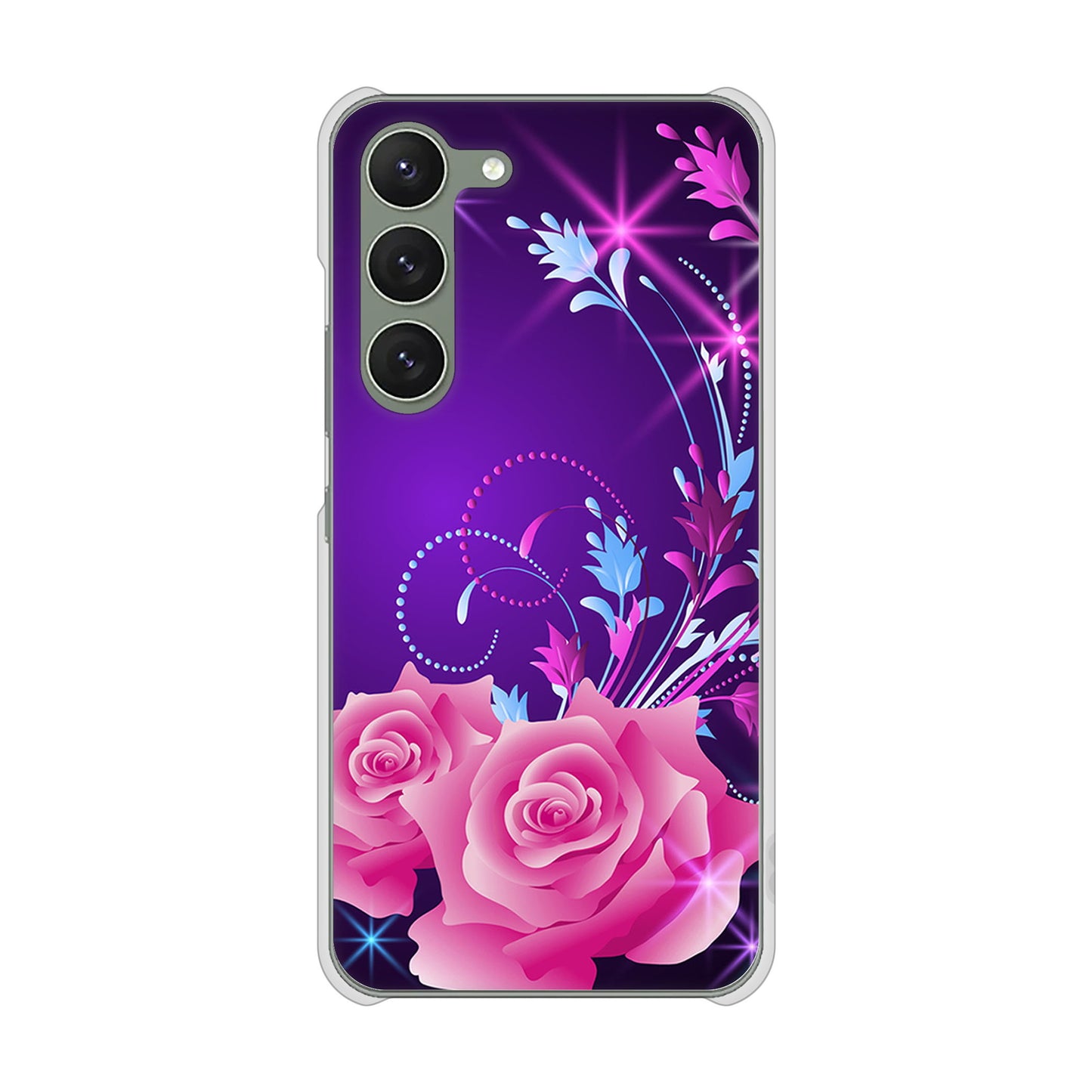 Galaxy S23 SCG19 au 高画質仕上げ 背面印刷 ハードケース ロマンチックなバラ
