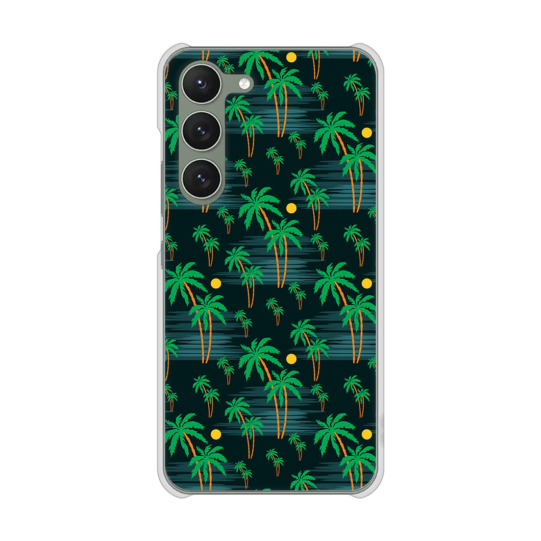Galaxy S23 SCG19 au 高画質仕上げ 背面印刷 ハードケース 【1315 月夜とヤシ】