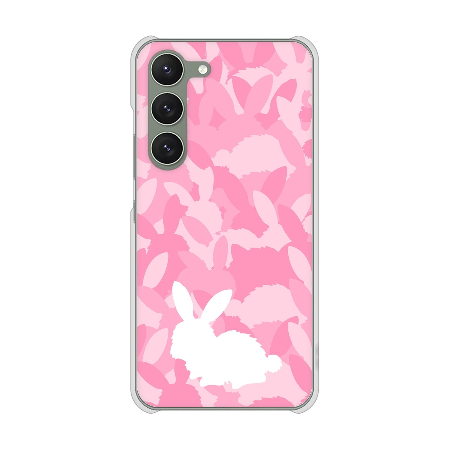 Galaxy S23 SCG19 au 高画質仕上げ 背面印刷 ハードケース むかいあぐる うさぎ迷彩風