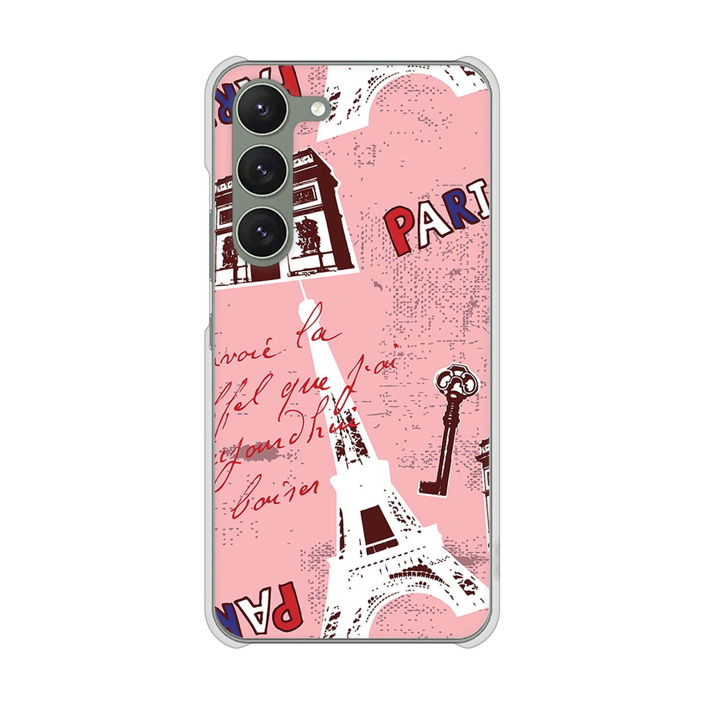 Galaxy S23 SCG19 au 高画質仕上げ 背面印刷 ハードケース ビューティフルパリレッド