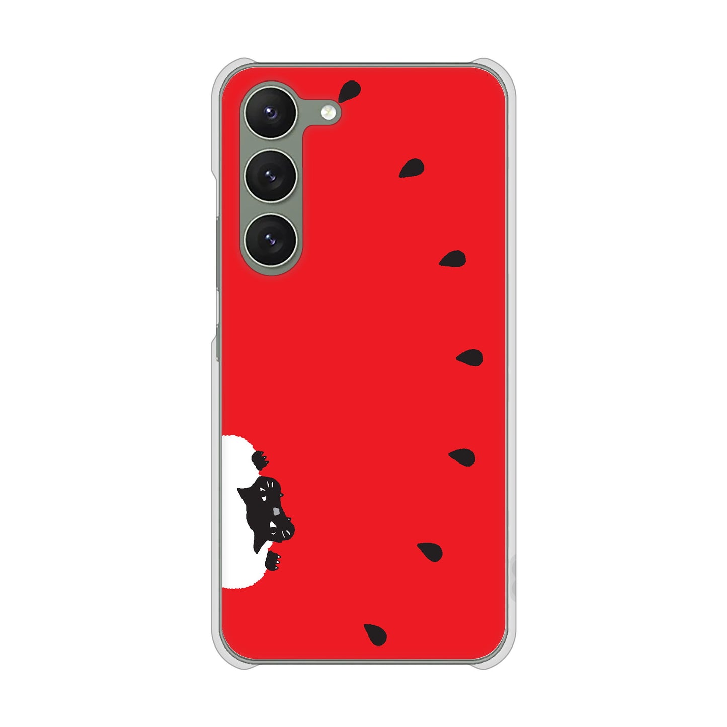 Galaxy S23 SCG19 au 高画質仕上げ 背面印刷 ハードケース すいかをかじるネコ