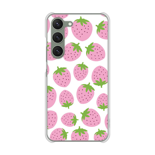 Galaxy S23 SCG19 au 高画質仕上げ 背面印刷 ハードケース 小さいイチゴ模様