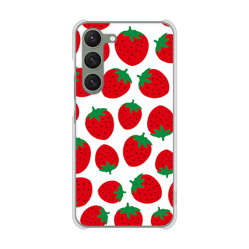 Galaxy S23 SCG19 au 高画質仕上げ 背面印刷 ハードケース 小さいイチゴ模様