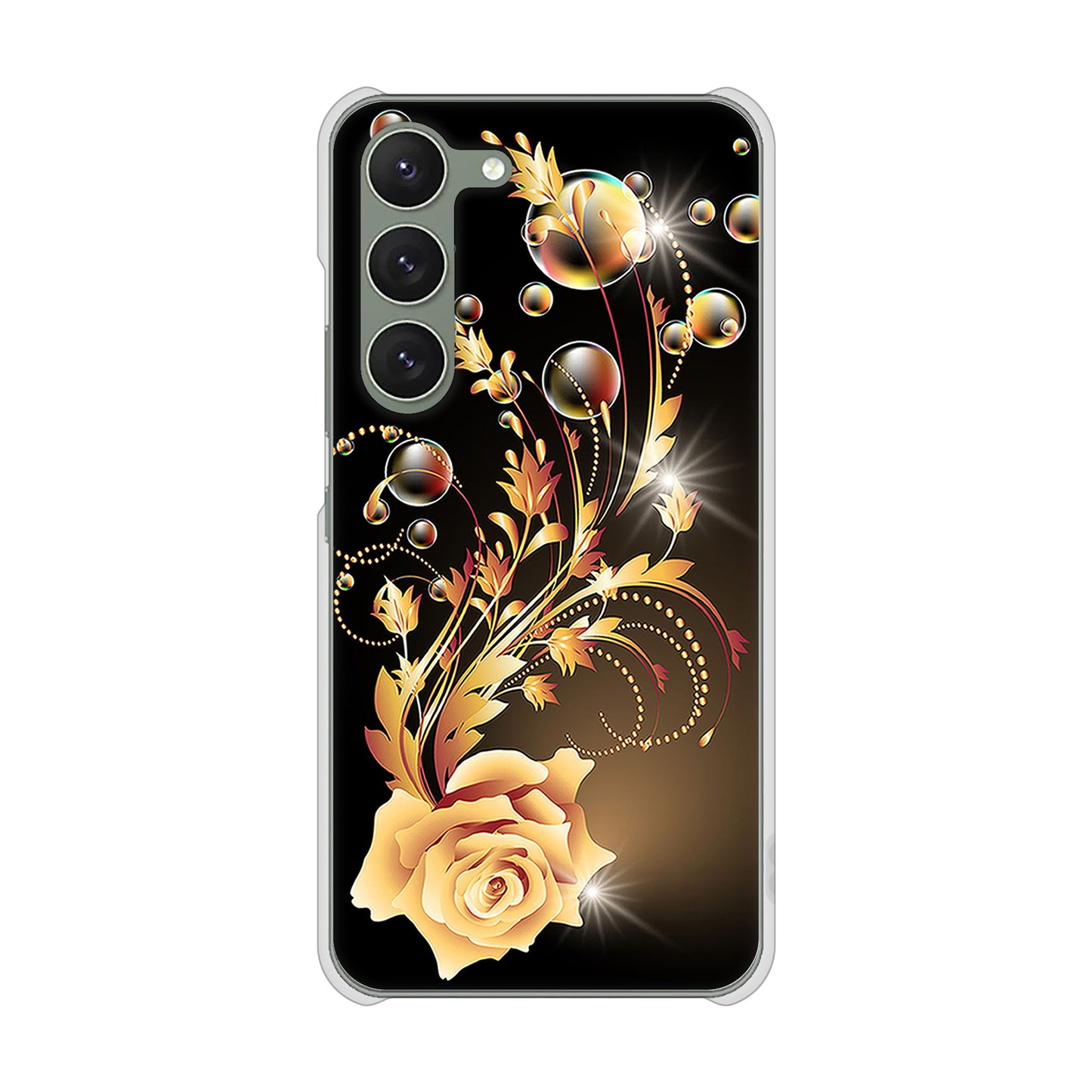 Galaxy S23 SCG19 au 高画質仕上げ 背面印刷 ハードケース ロマンチックなバラ