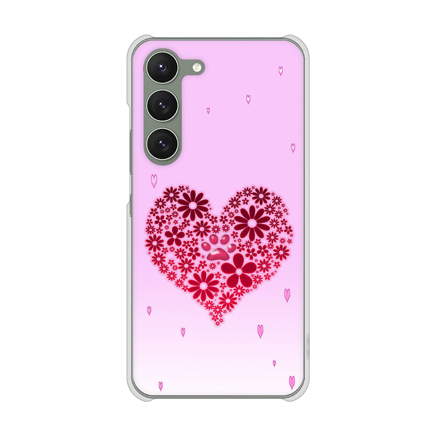 Galaxy S23 SCG19 au 高画質仕上げ 背面印刷 ハードケース ハートと肉球