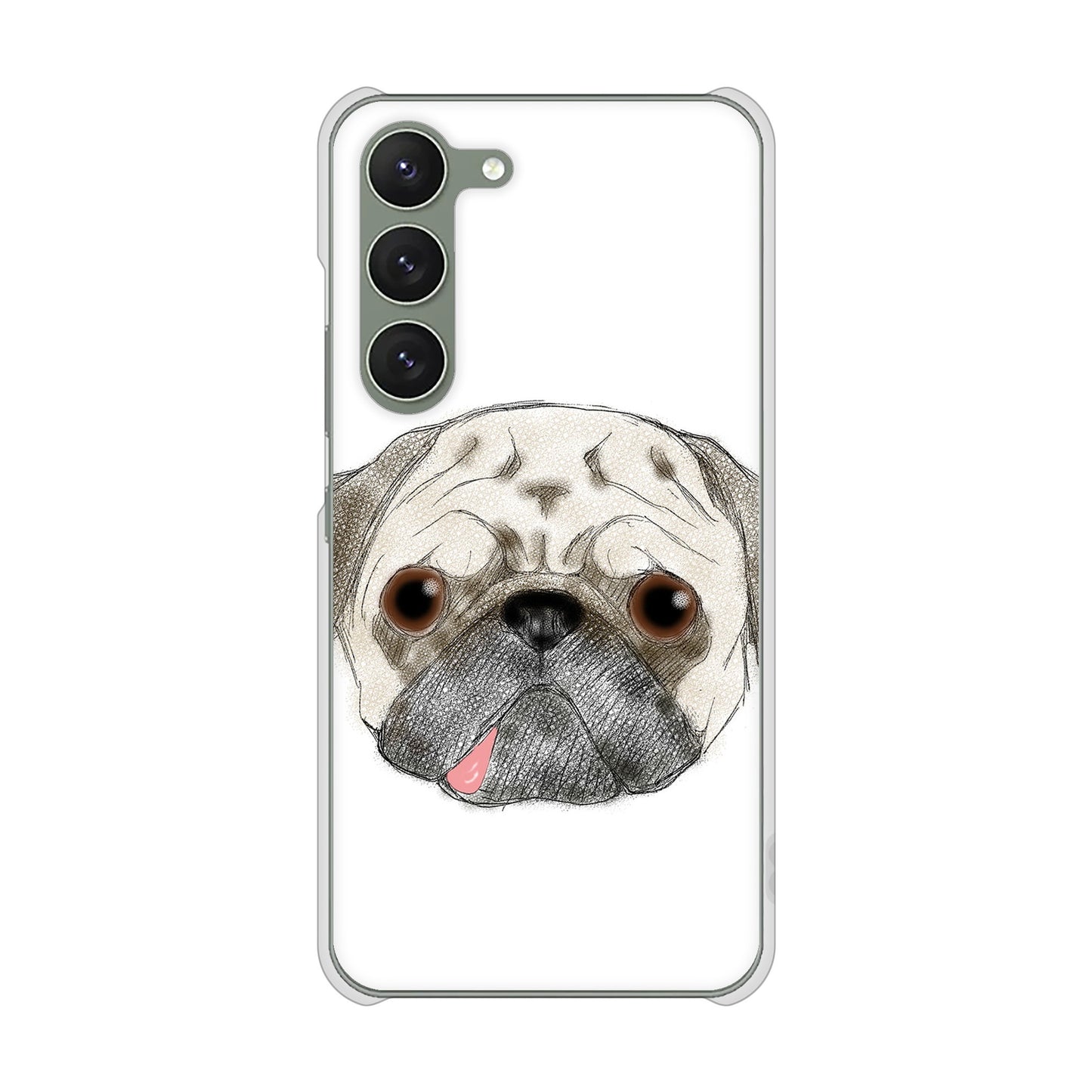 Galaxy S23 SCG19 au 高画質仕上げ 背面印刷 ハードケース パグ