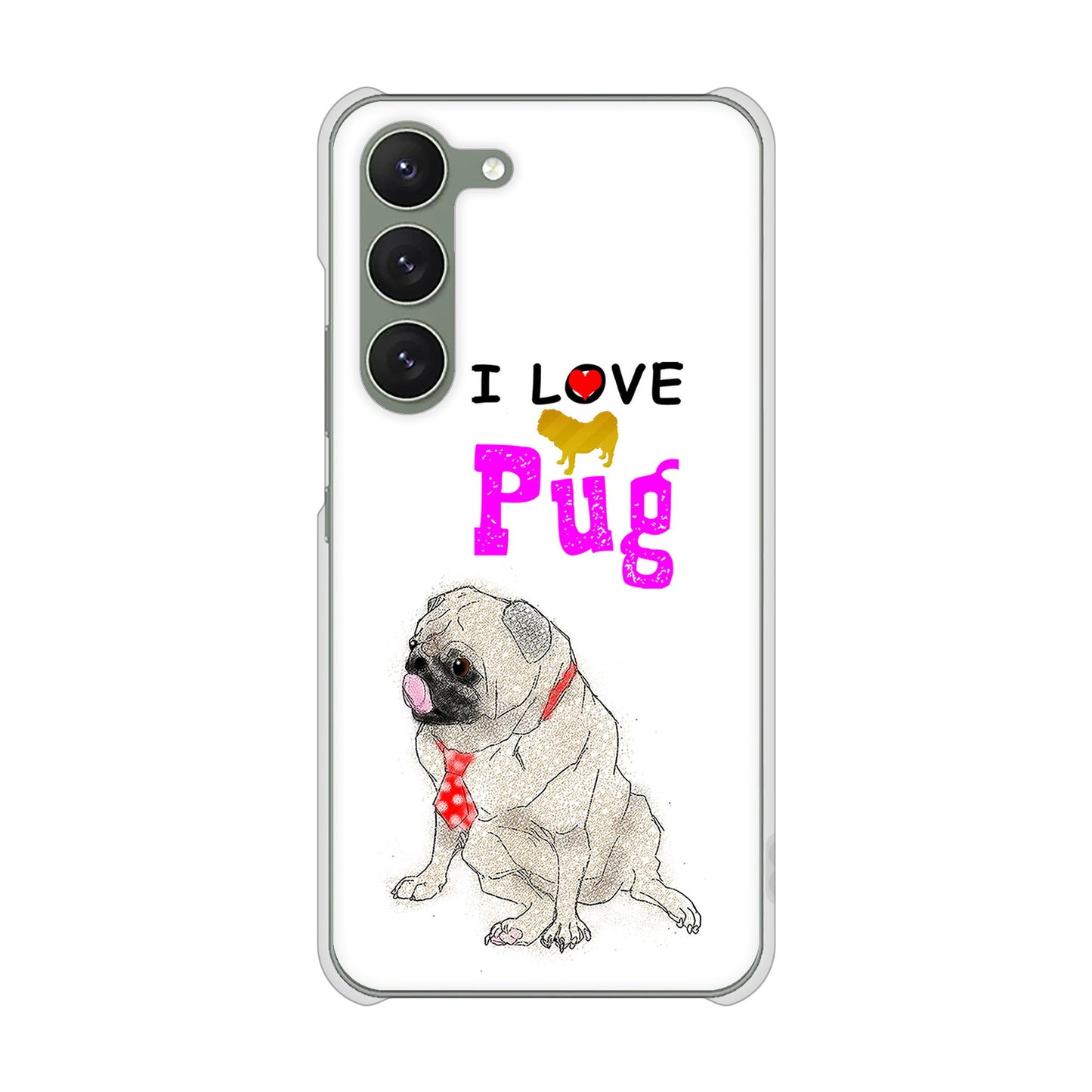 Galaxy S23 SCG19 au 高画質仕上げ 背面印刷 ハードケース パグ