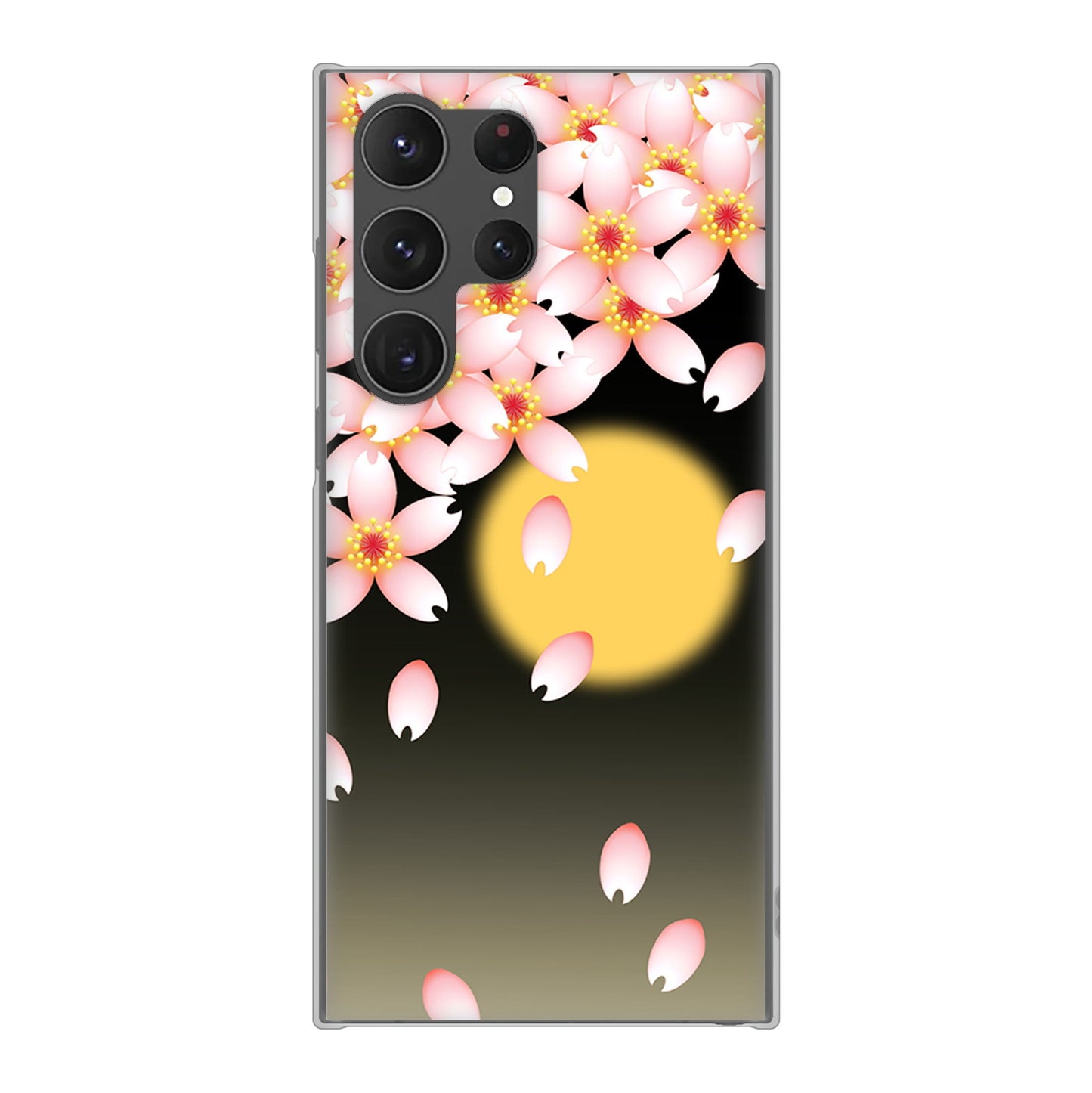 Galaxy S23 Ultra SCG20 au 高画質仕上げ 背面印刷 ハードケース 【136 満月と夜桜】