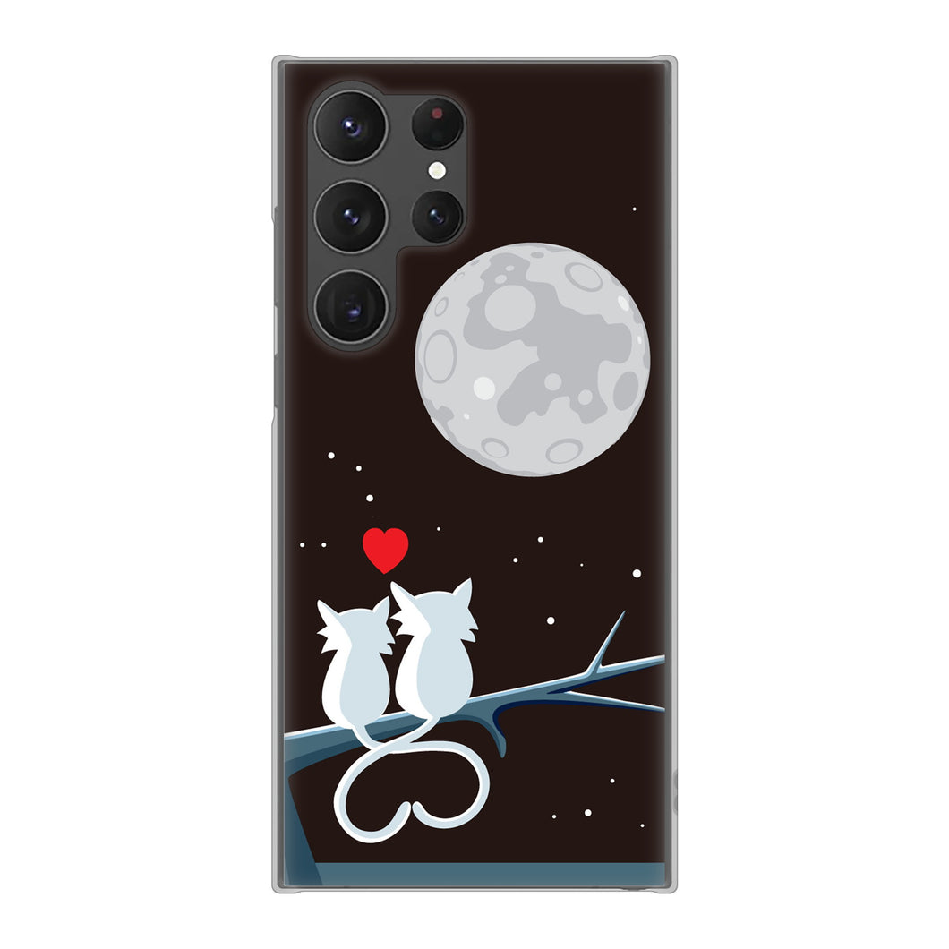 Galaxy S23 Ultra SCG20 au 高画質仕上げ 背面印刷 ハードケース 夜とネコ