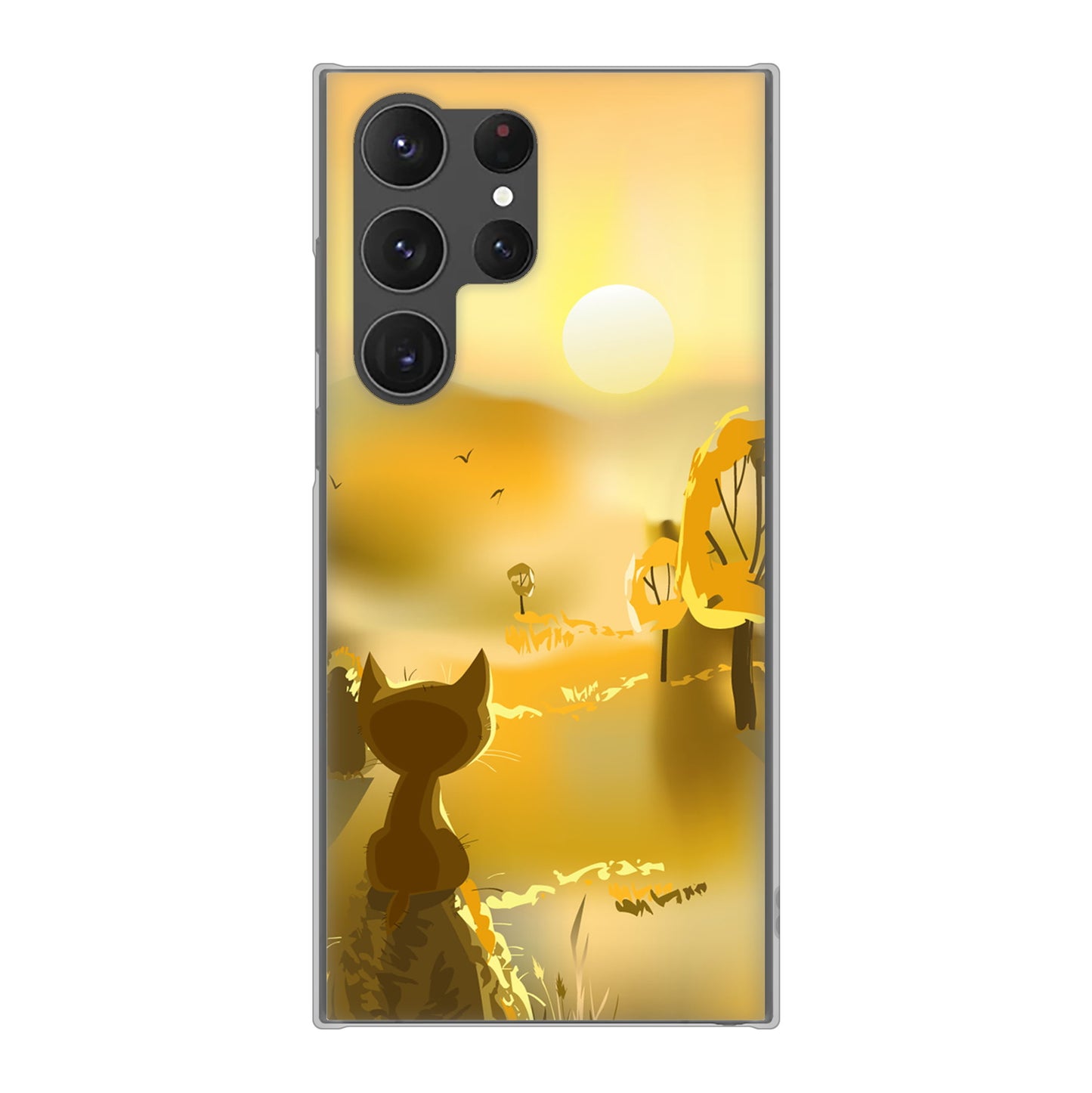 Galaxy S23 Ultra SCG20 au 高画質仕上げ 背面印刷 ハードケース 【400 たそがれの猫】