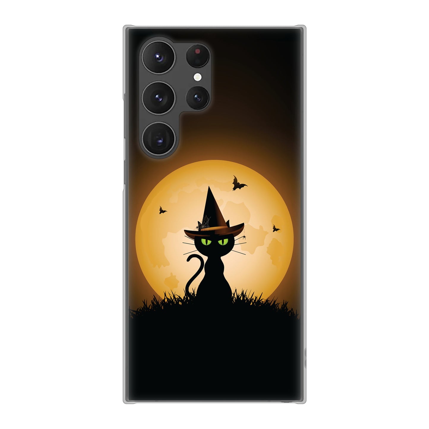Galaxy S23 Ultra SCG20 au 高画質仕上げ 背面印刷 ハードケース 夜とネコ