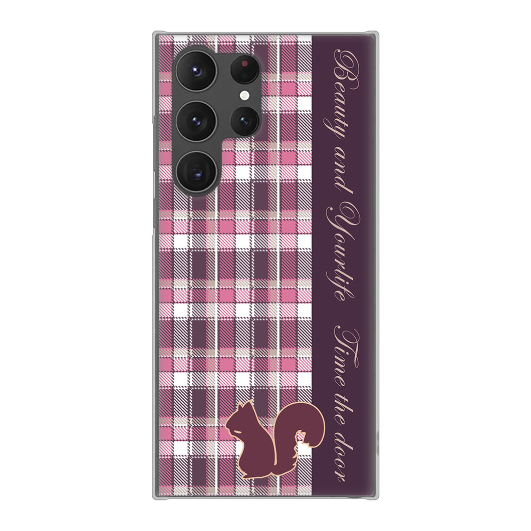 Galaxy S23 Ultra SCG20 au 高画質仕上げ 背面印刷 ハードケース ピンクチェック