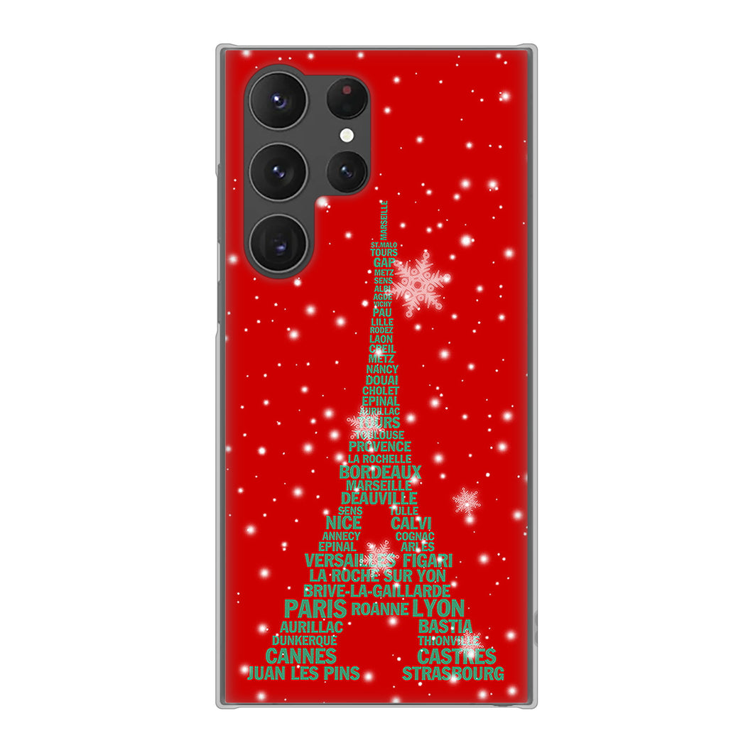 Galaxy S23 Ultra SCG20 au 高画質仕上げ 背面印刷 ハードケース 【527 エッフェル塔red-gr】