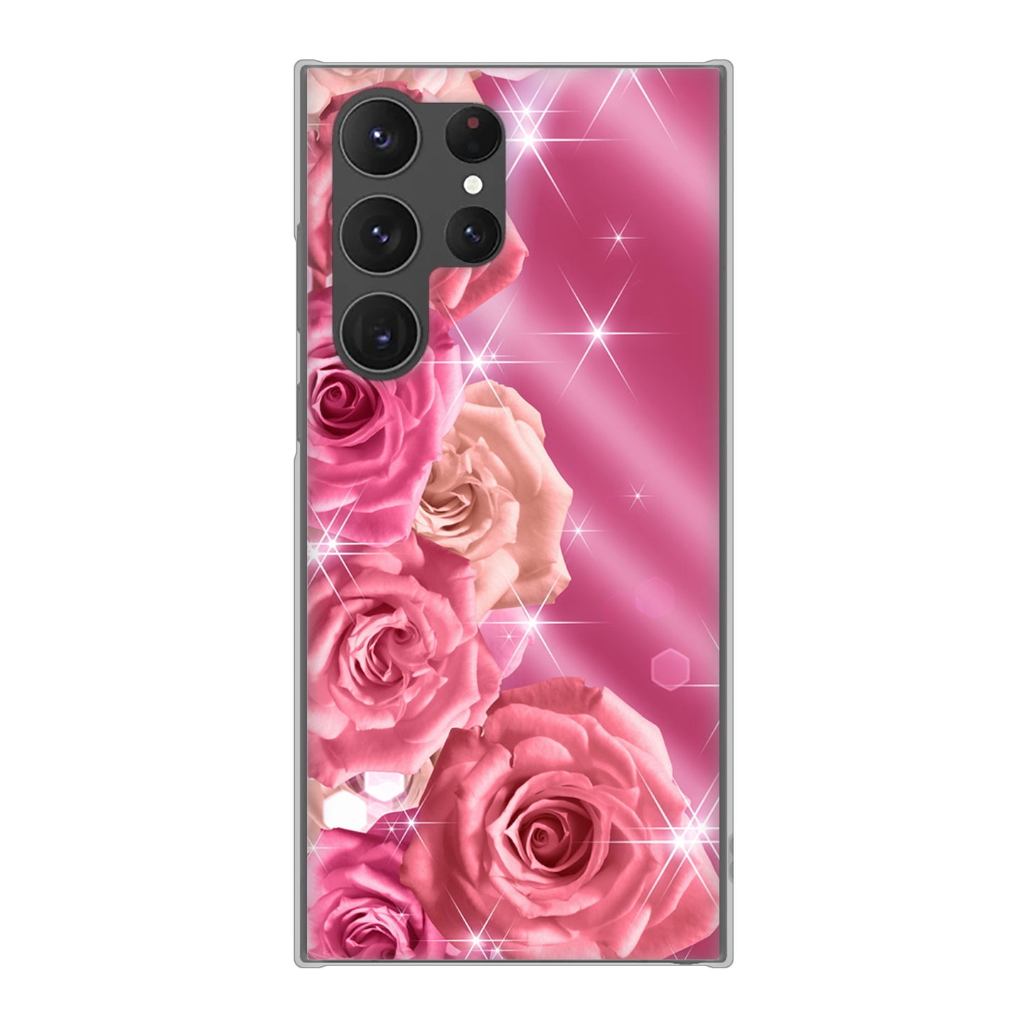 Galaxy S23 Ultra SCG20 au 高画質仕上げ 背面印刷 ハードケース 【1182 ピンクの薔薇に誘われて】