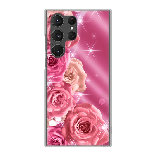 Galaxy S23 Ultra SCG20 au 高画質仕上げ 背面印刷 ハードケース 【1182 ピンクの薔薇に誘われて】