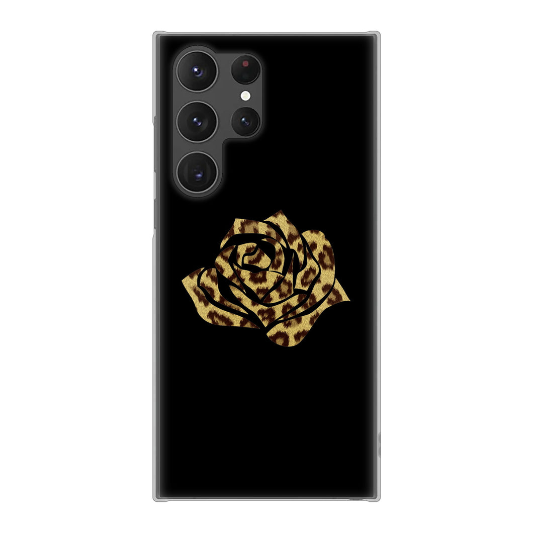 Galaxy S23 Ultra SCG20 au 高画質仕上げ 背面印刷 ハードケース 【1184 ヒョウのバラ(茶)】