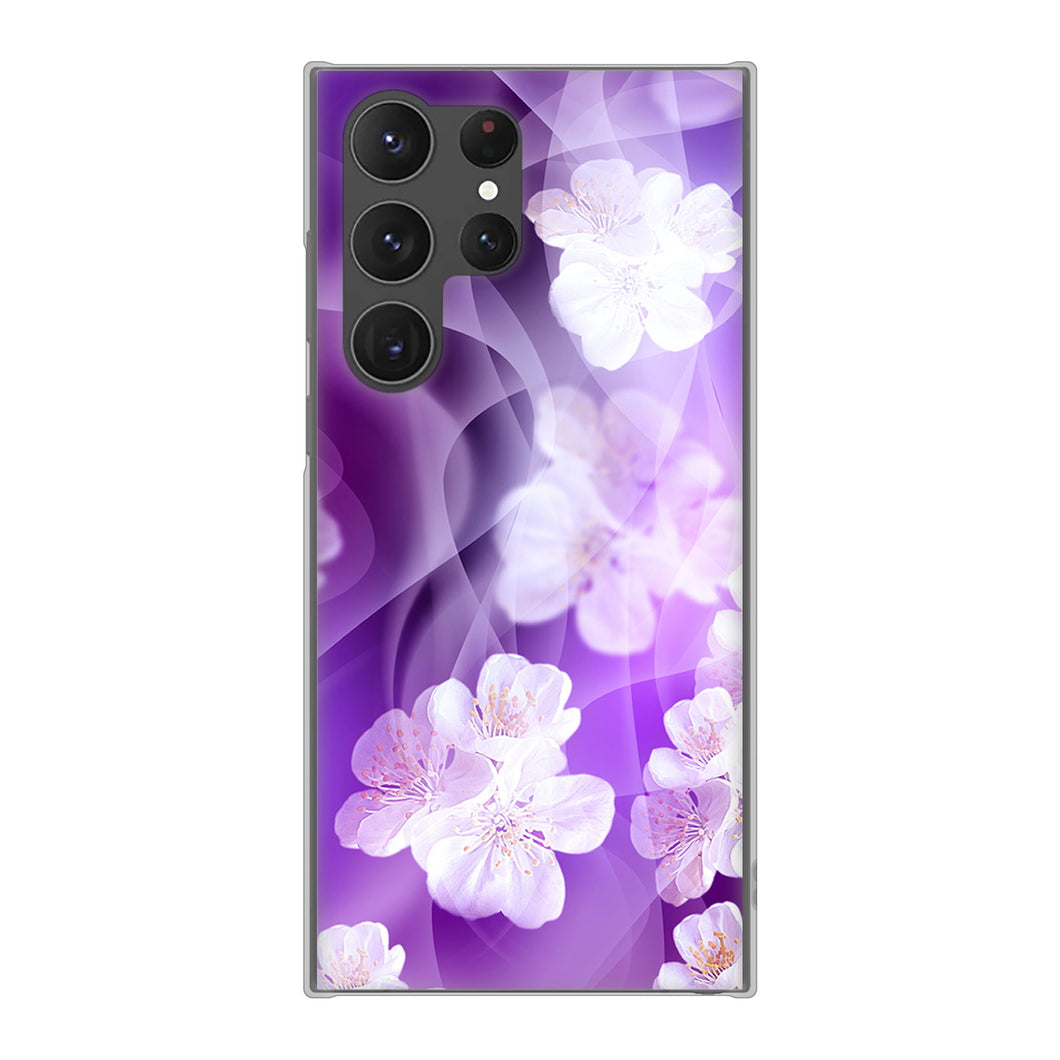 Galaxy S23 Ultra SCG20 au 高画質仕上げ 背面印刷 ハードケース 【1211 桜とパープルの風】