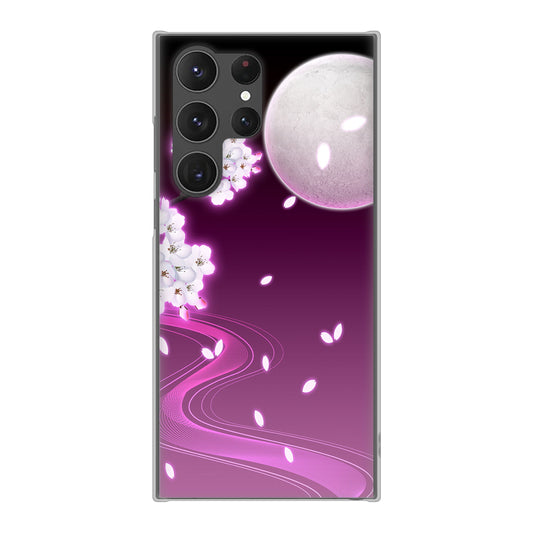 Galaxy S23 Ultra SCG20 au 高画質仕上げ 背面印刷 ハードケース 【1223 紫に染まる月と桜】